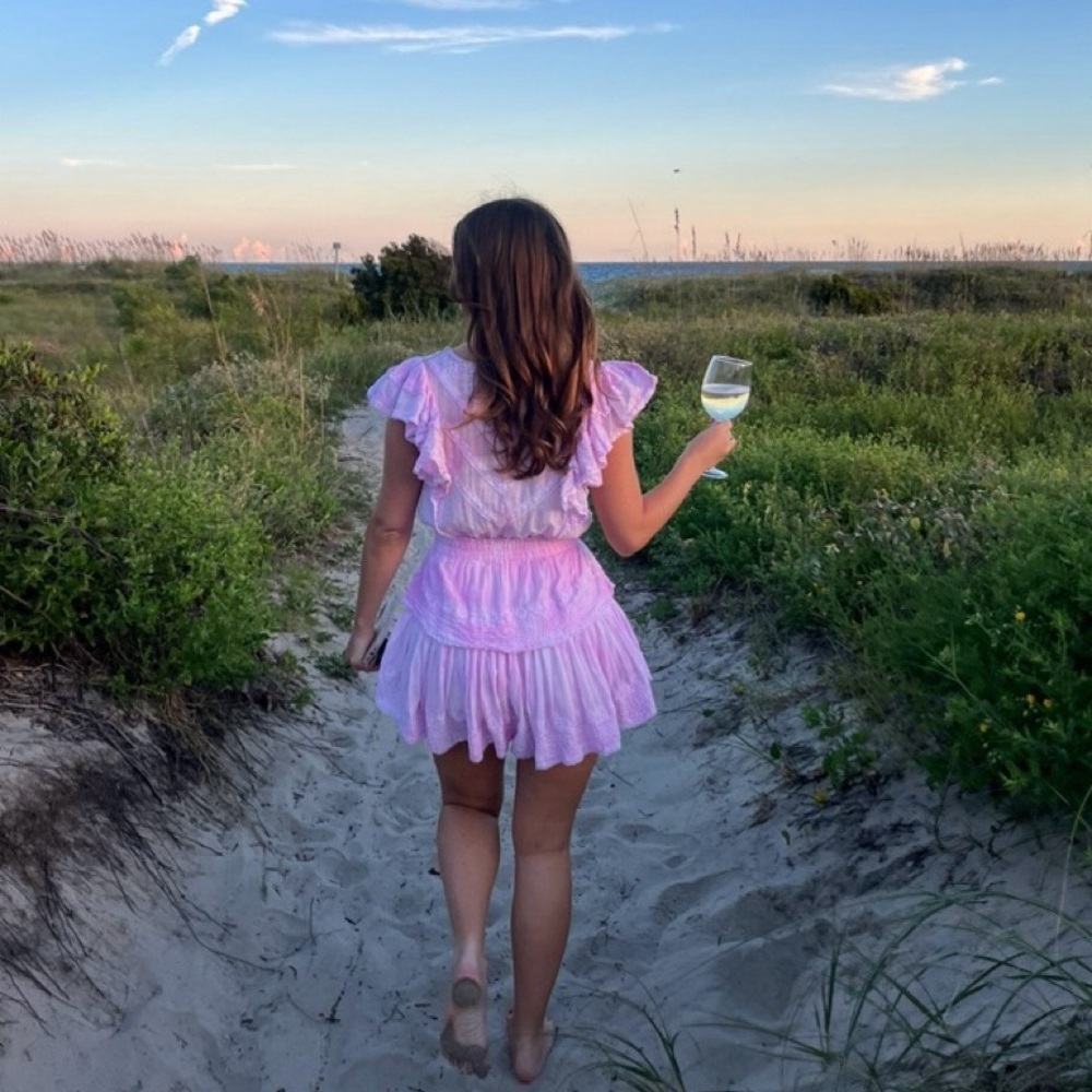 LoveShackFancy Gwen Mini Dress in Peony Pink